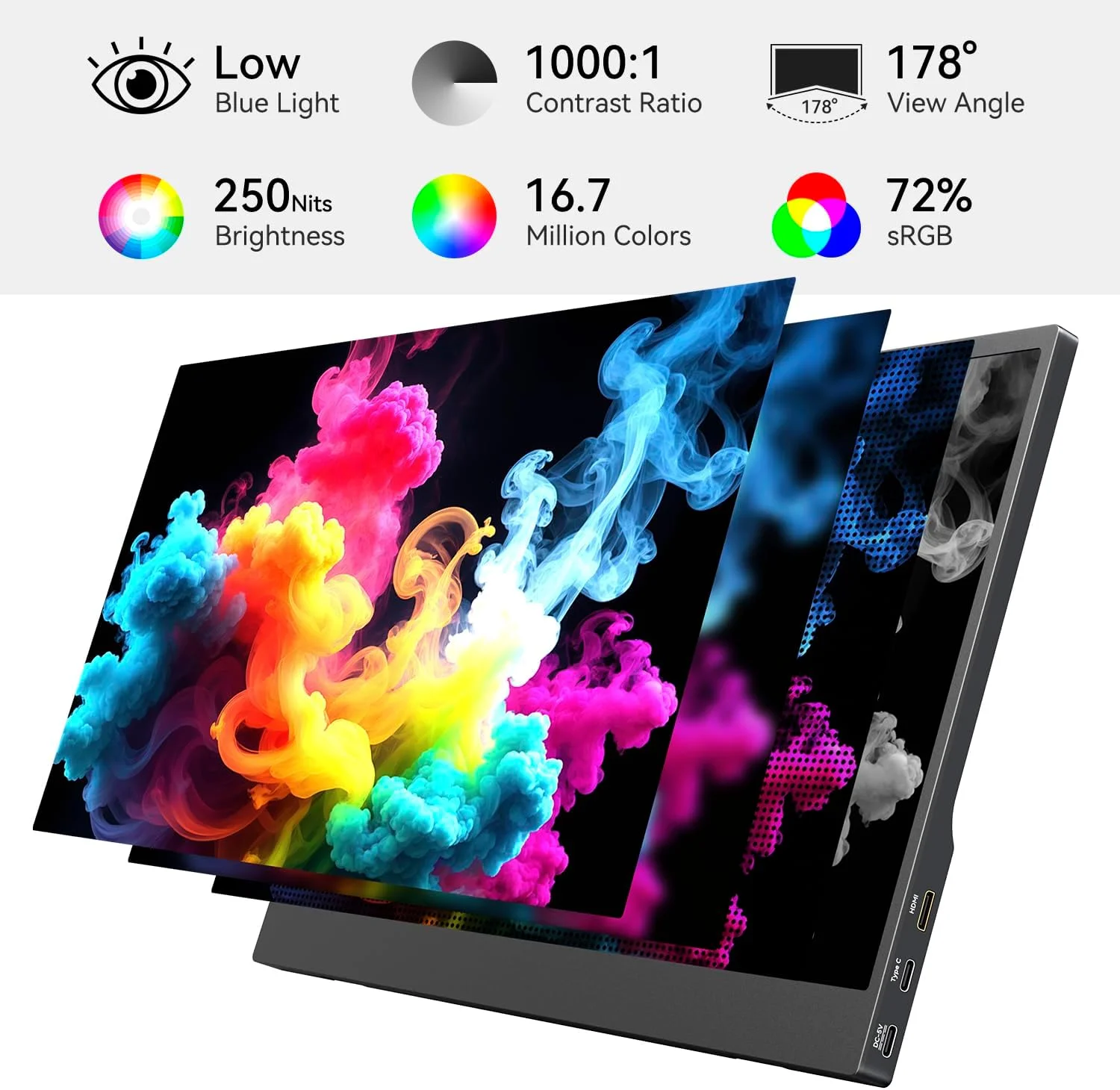 مانیتور قابل حمل 15.6 اینچی FHD 1080P 60 هرتز IPS با پورت های دوگانه USB-C و Mini HDMI، مانیتور فوق العاده باریک مخصوص بازی با کاور هوشمند، اتصال آسان برای لپ تاپ، کامپیوتر، مک، تلفن، PS5