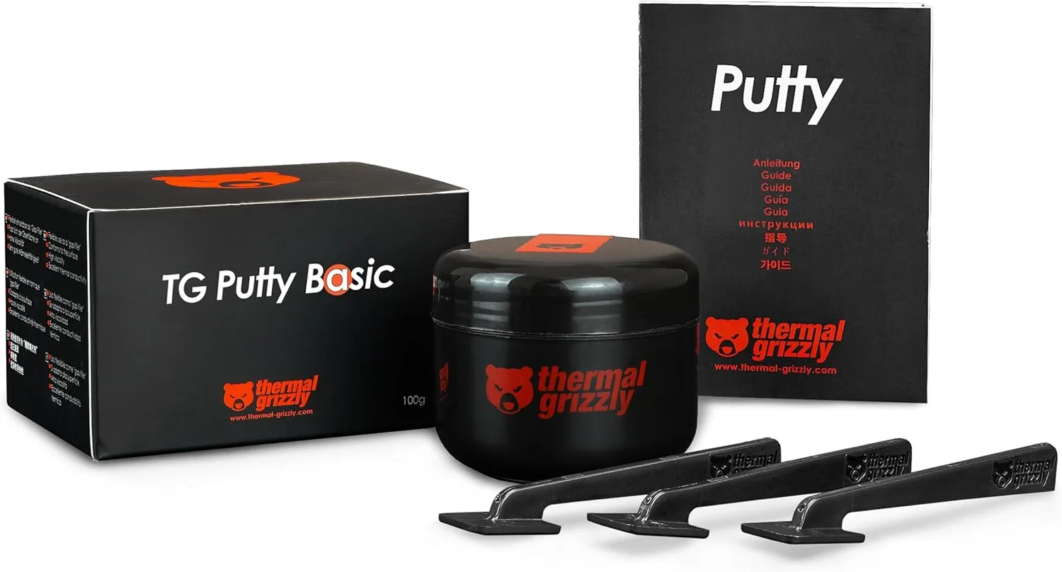 خمیر حرارتی TG Putty Basic از Thermal Grizzly - ۱۰۰ گرم - ماده رابط حرارتی غیر رسانا برای تغییر GPU و جایگزینی پدهای حرارتی