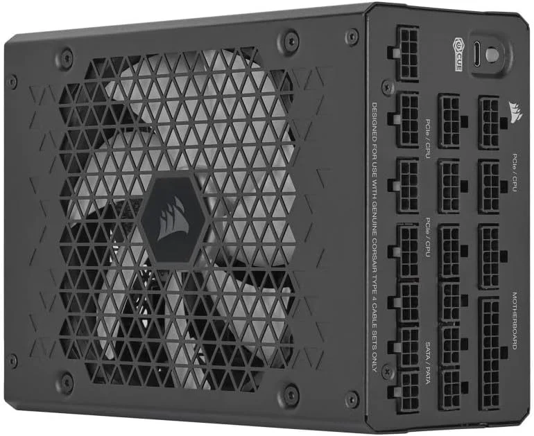 منبع تغذیه کامپیوتر کرسیر HX1500i مدل 2025، کاملاً ماژولار، بی صدا، ATX با کابل 12V-2x6 - سازگار با ATX 3.1 و PCIe 5.1، راندمان سایبرنتیکس پلاتینیوم، بلبرینگ هیدرودینامیک فن - مشکی