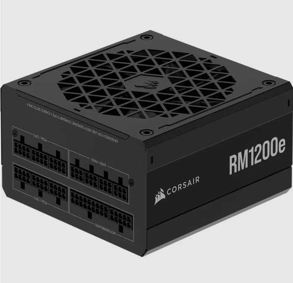 منبع تغذیه کامپیوتر کرسیر RM1200e (2025) کاملاً ماژولار کم صدا با کابل 12V-2x6 – سازگار با ATX 3.1 و PCIe 5.1، راندمان پلاتینیوم Cybenetics، خازن های دارای رتبه 105 درجه سانتیگراد، حالت آماده به کار مدرن – مشکی