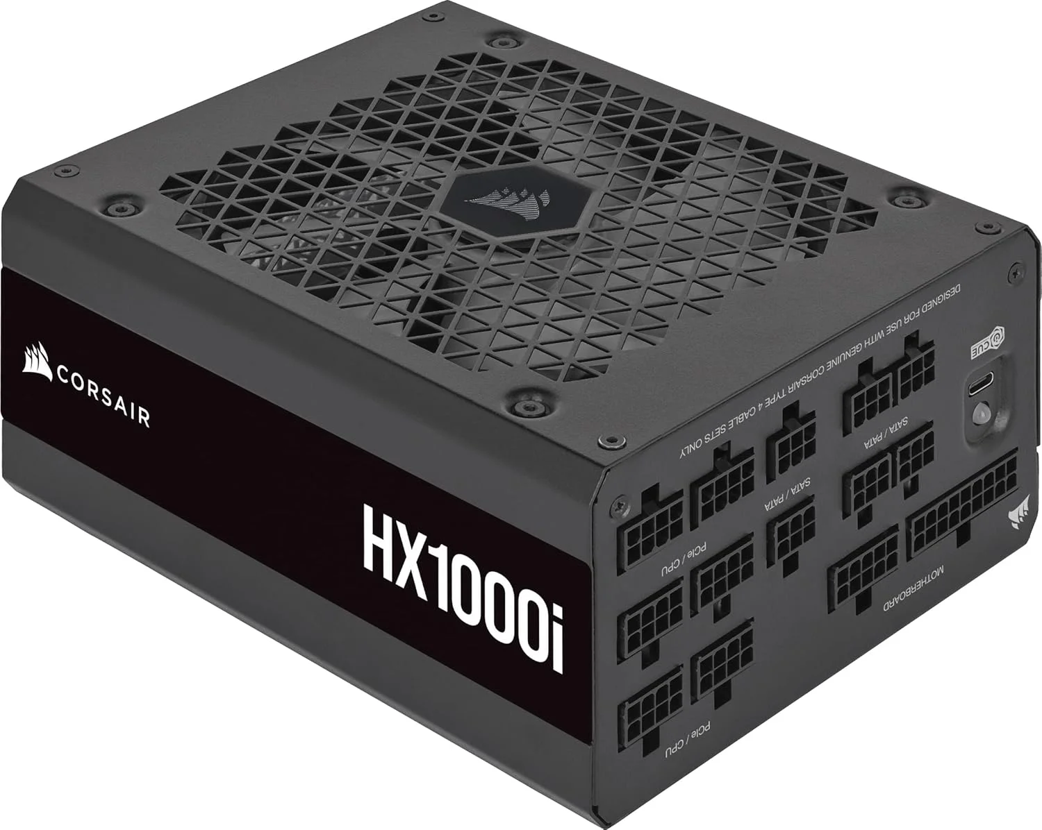 منبع تغذیه کامپیوتر کرسیر HX1000i کاملاً ماژولار با نویز بسیار کم - سازگار با ATX 3.0 و PCIe 5.0 - فن با بلبرینگ دینامیکی سیال - سازگار با نرم افزار CORSAIR iCUE - راندمان 80 Plus Platinum - مشکی