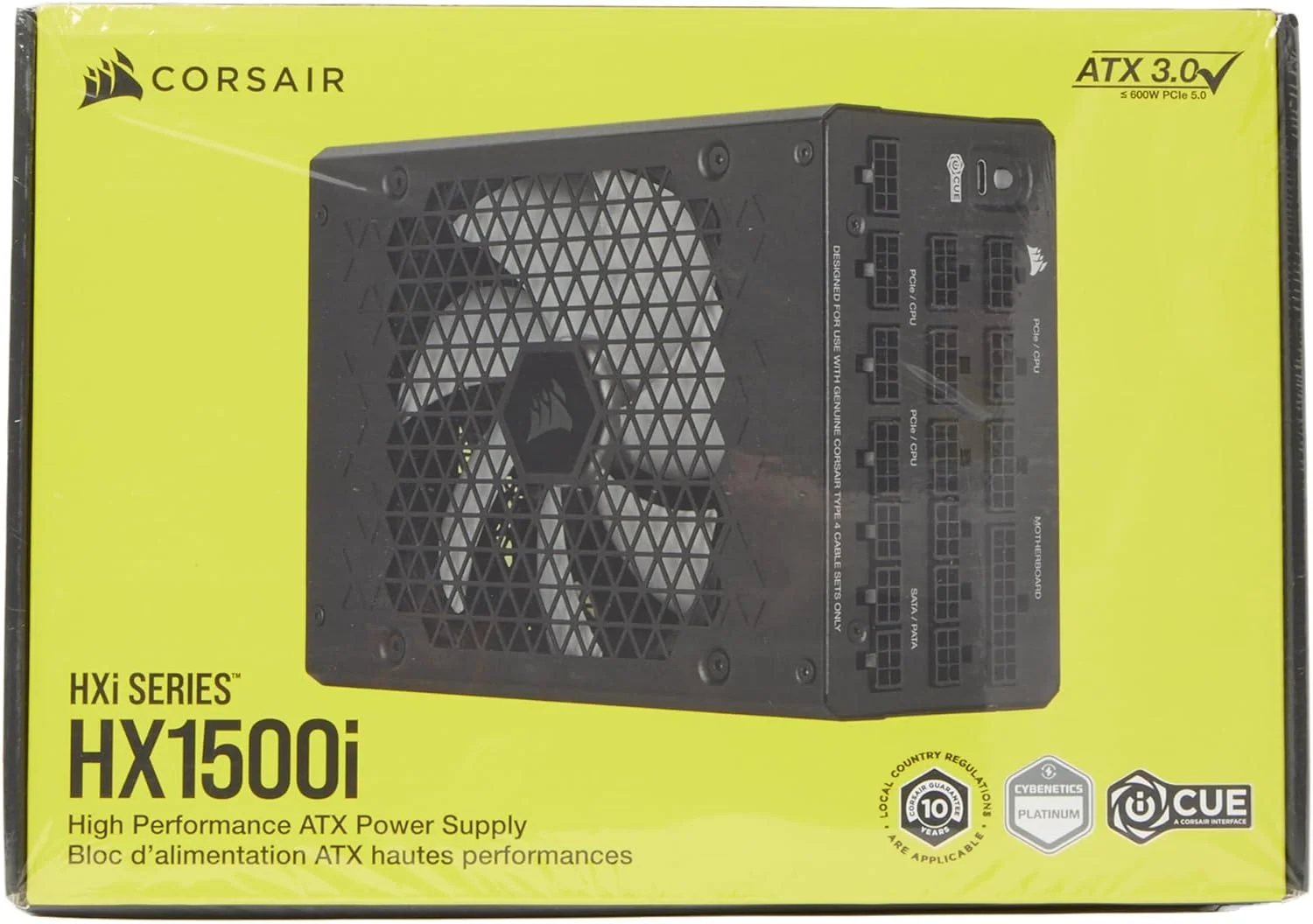 منبع تغذیه کاملا ماژولار و بسیار کم صدا Corsair HX1500i ATX - سازگار با ATX 3.0 و PCIe 5.0 - سازگار با نرم افزار Corsair iCUE - بازدهی 80 Plus Platinum - مشکی