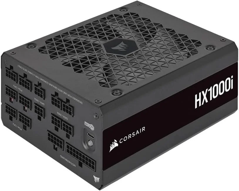 منبع تغذیه کامپیوتر کرسیر HX1000i کاملاً ماژولار با نویز بسیار کم - سازگار با ATX 3.0 و PCIe 5.0 - سازگار با نرم افزار Corsair iCUE - بازدهی 80 PLUS پلاتینیوم - مشکی