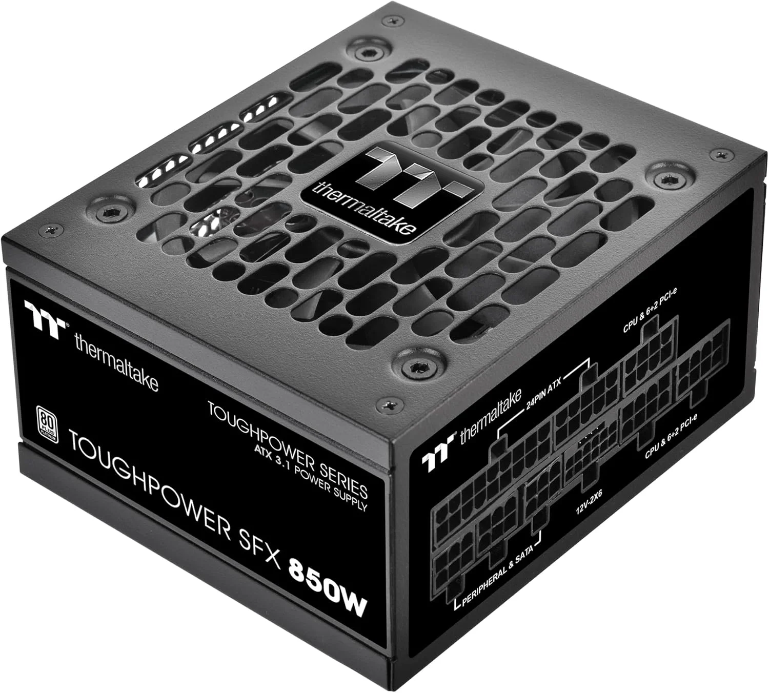 منبع تغذیه ترمالتیک Toughpower SFX 850W 80Plus Platinum ATX 3.1 استاندارد؛ شامل کانکتور 450W 12V-2x6؛ کاملا ماژولار؛ فن 90mm FDB؛ PS-STP-0850FNFAPU-1