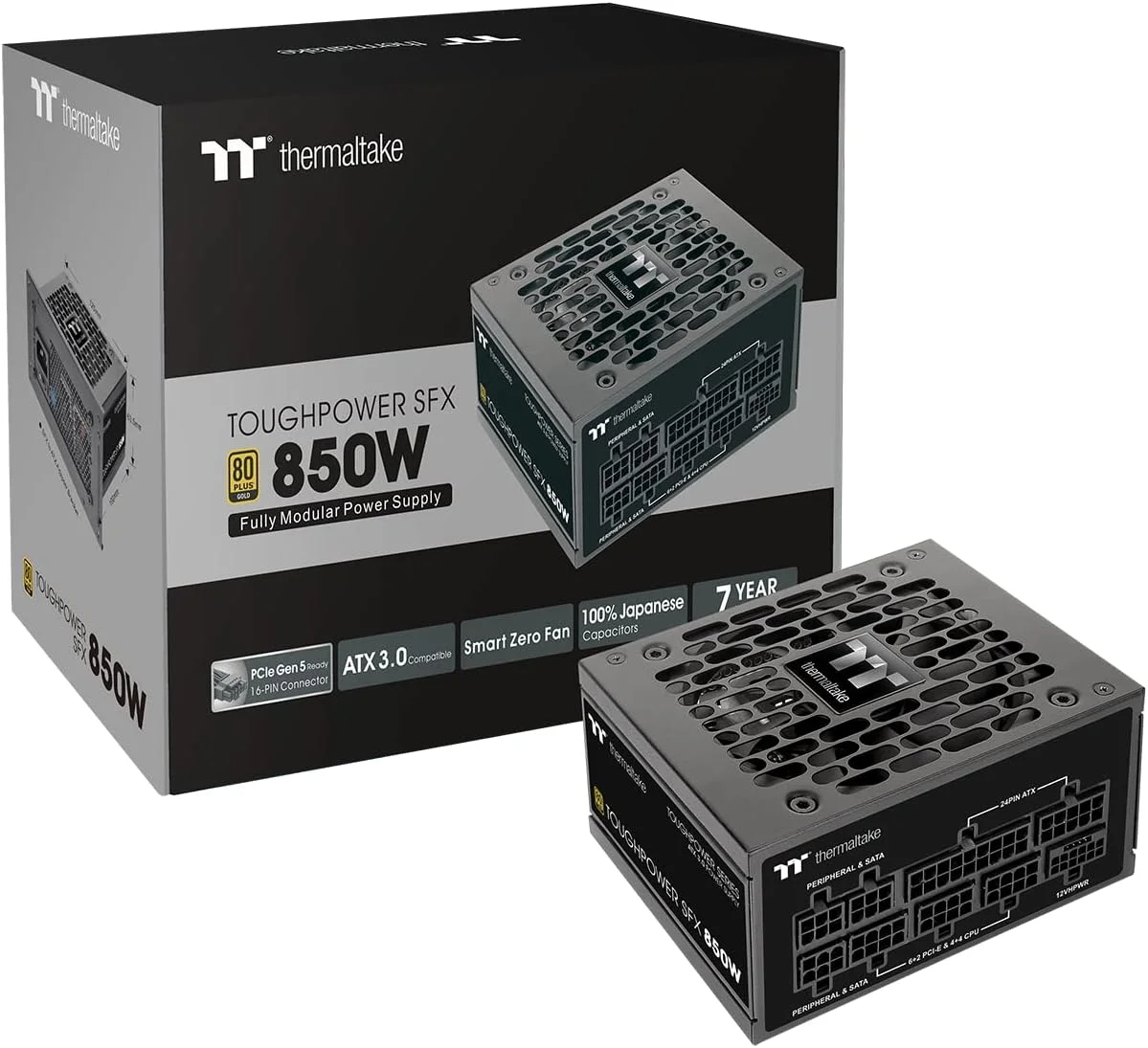 منبع تغذیه Thermaltake Toughpower SFX 850W Gold، ظرفیت توان 850 وات، PFC فعال، بازدهی 80 PLUS Gold، PCIe Gen 5.0 - مشکی منبع تغذیه Thermaltake Toughpower SFX 850W Gold، ظرفیت توان 850 وات، PFC فعال، بازدهی 80 PLUS Gold، PCIe Gen 5.0 - مشکی