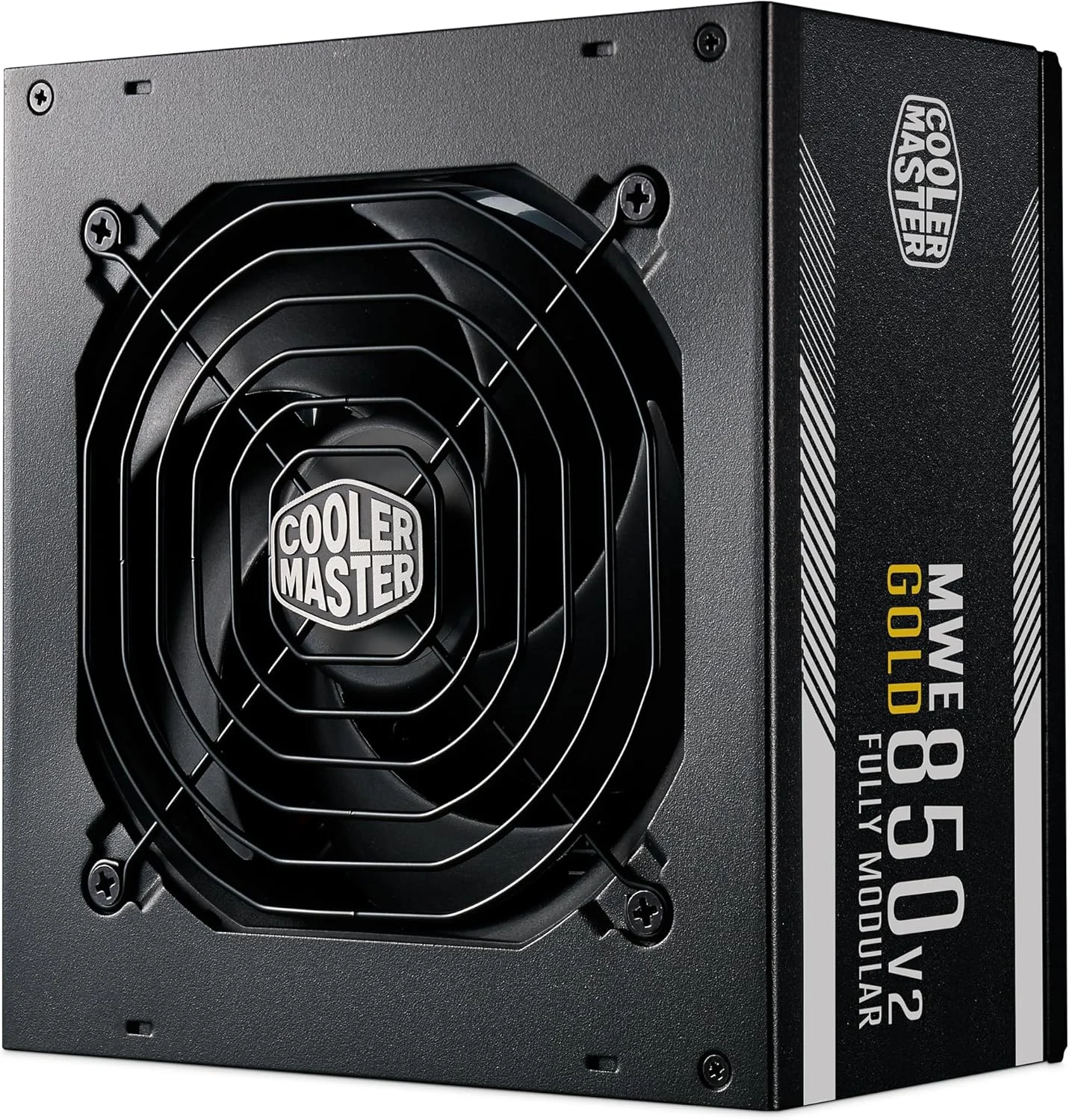 منبع تغذیه کامپیوتر کولر مستر MWE Gold 850 V2 ATX 3.1 تمام ماژولار (دوشاخه UK)، پشتیبانی از ATX 3.1، منبع تغذیه 80 PLUS Gold 850W، کابل کشی PCIe 5.1، فن 120 HDB