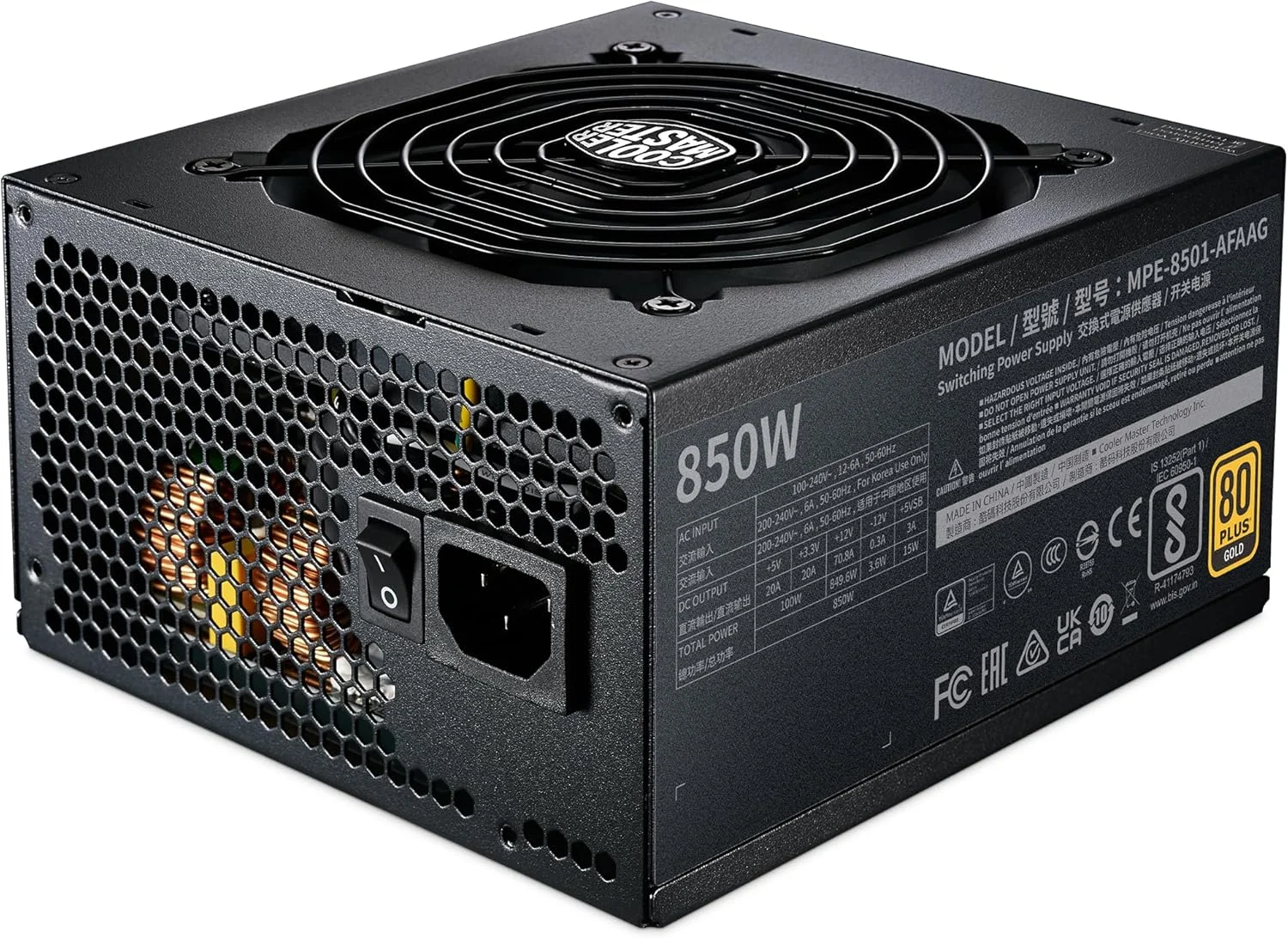 منبع تغذیه کامپیوتر کولر مستر MWE Gold 850 V2 ATX 3.1 تمام ماژولار (دوشاخه UK)، پشتیبانی از ATX 3.1، منبع تغذیه 80 PLUS Gold 850W، کابل کشی PCIe 5.1، فن 120 HDB - تصویر 2 منبع تغذیه کامپیوتر کولر مستر MWE Gold 850 V2 ATX 3.1 تمام ماژولار (دوشاخه UK)، پشتیبانی از ATX 3.1، منبع تغذیه 80 PLUS Gold 850W، کابل کشی PCIe 5.1، فن 120 HDB - تصویر 2