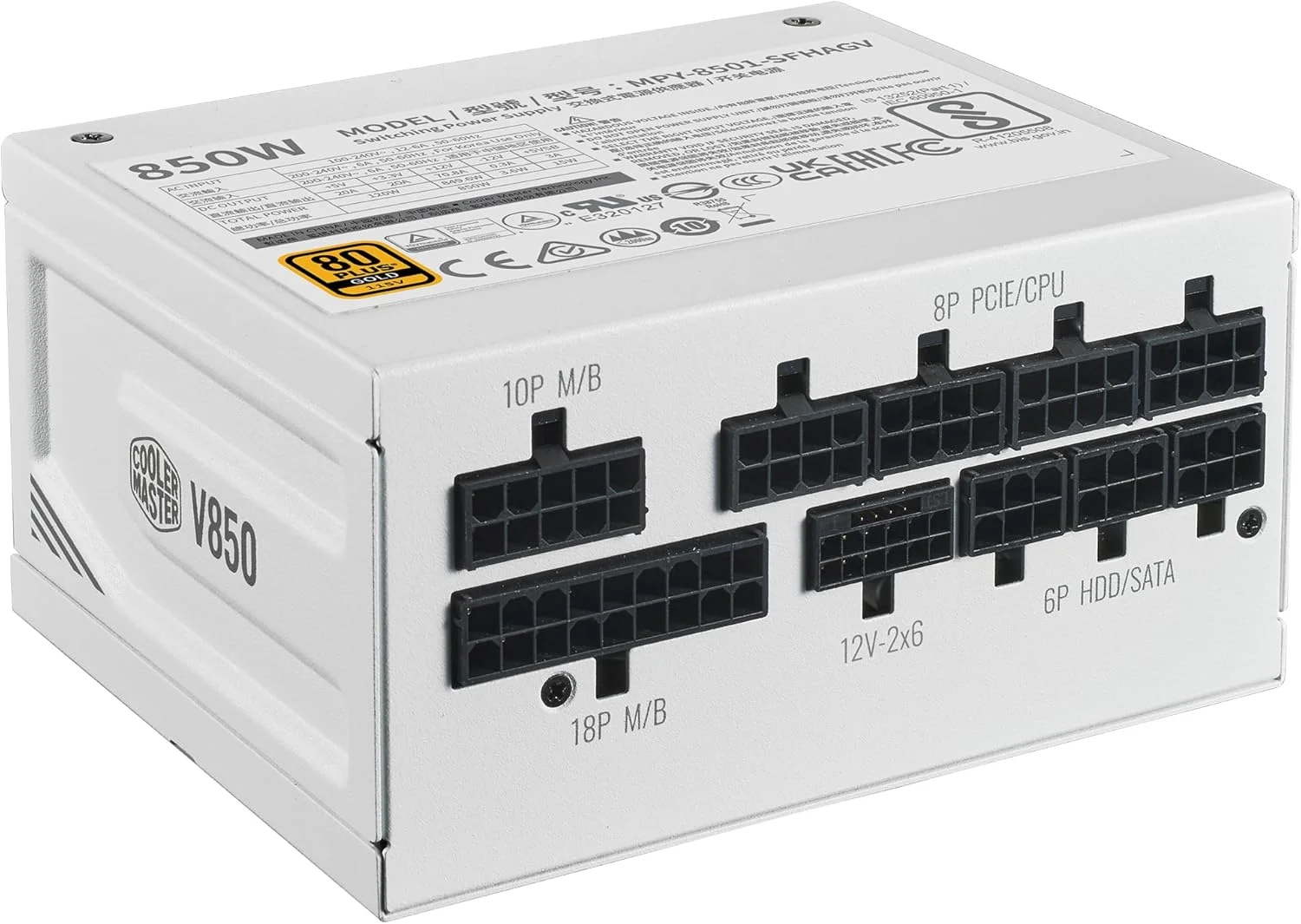 منبع تغذیه Cooler Master V850 SFX Gold ATX 3.1 White Edition، دوشاخه EU - منبع تغذیه 850W 80 PLUS Gold، کاملاً ماژولار، منبع تغذیه SFF/Mini-ITX، فن 92mm FDB، کابل PCIe 5.1، براکت SFX به ATX - تصویر 2 منبع تغذیه Cooler Master V850 SFX Gold ATX 3.1 White Edition، دوشاخه EU - منبع تغذیه 850W 80 PLUS Gold، کاملاً ماژولار، منبع تغذیه SFF/Mini-ITX، فن 92mm FDB، کابل PCIe 5.1، براکت SFX به ATX - تصویر 2