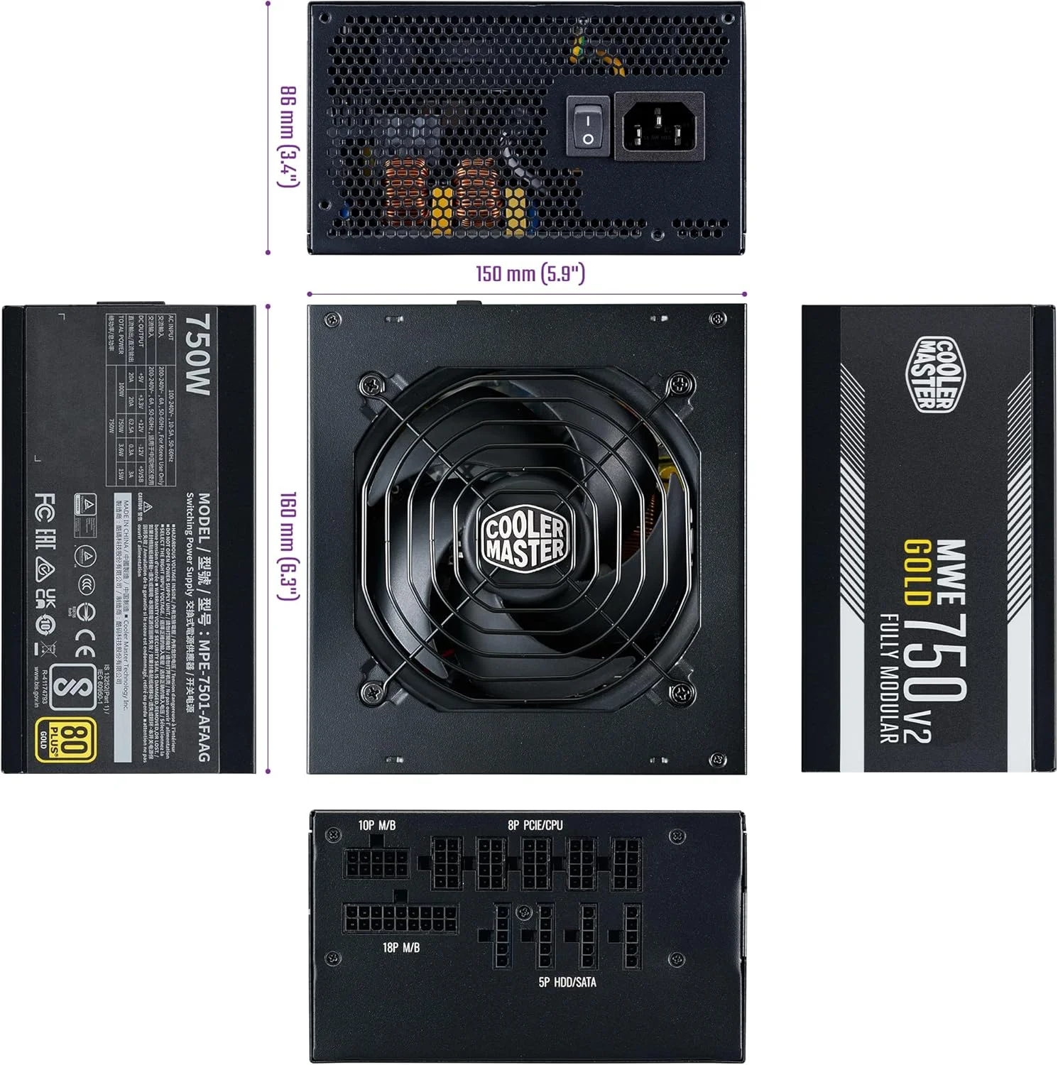 MWE Gold 750W V2 ATX 3.1 A/EU Cord - تصویر 3 MWE Gold 750W V2 ATX 3.1 A/EU Cord - تصویر 3