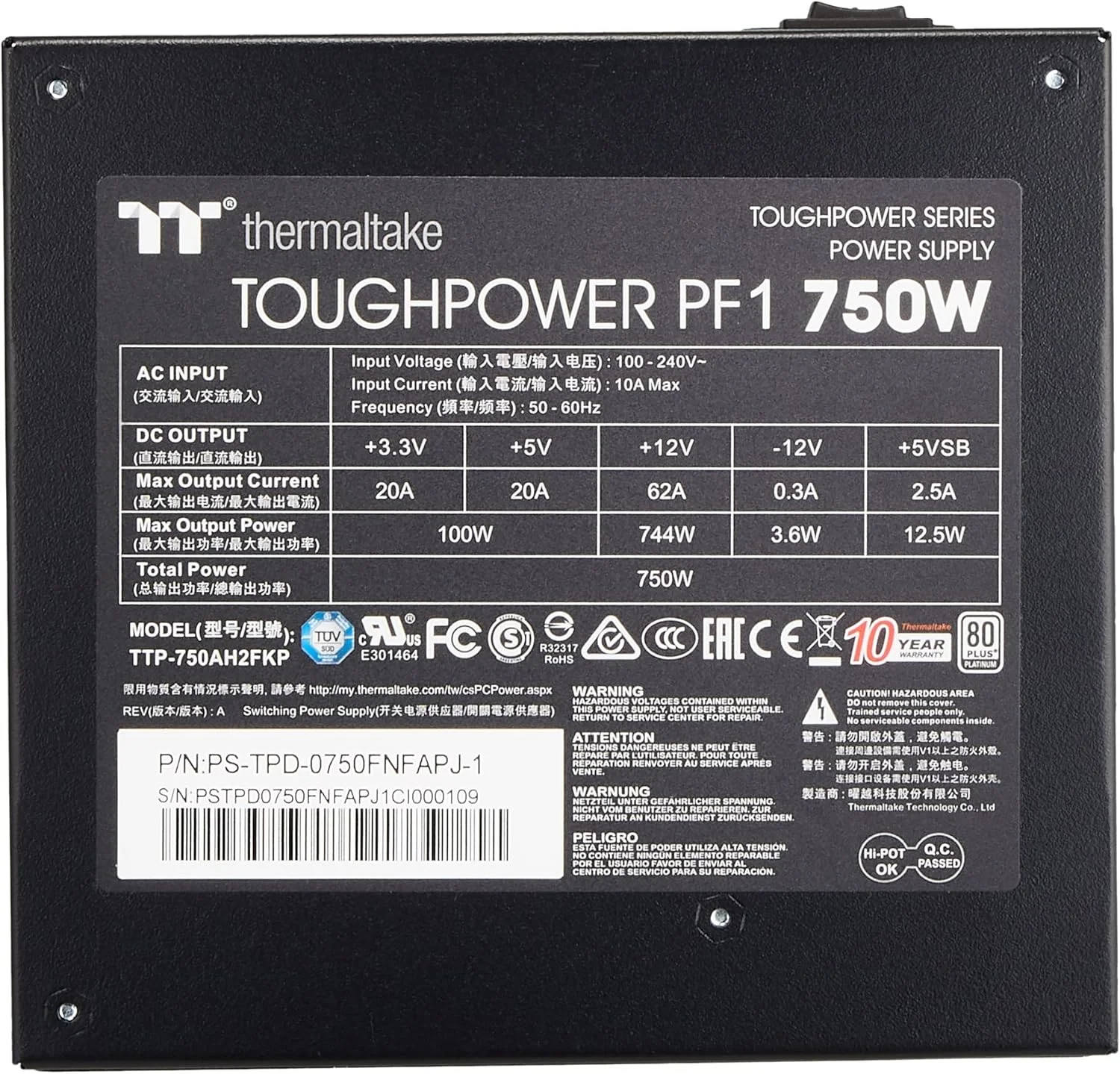 منبع تغذیه کامپیوتر ترمالتیک Toughpower 750 وات کامپکت پلاتینیوم مدل PS-TPD-0750FNFAPJ-1 PS1054 - تصویر 3 منبع تغذیه کامپیوتر ترمالتیک Toughpower 750 وات کامپکت پلاتینیوم مدل PS-TPD-0750FNFAPJ-1 PS1054 - تصویر 3