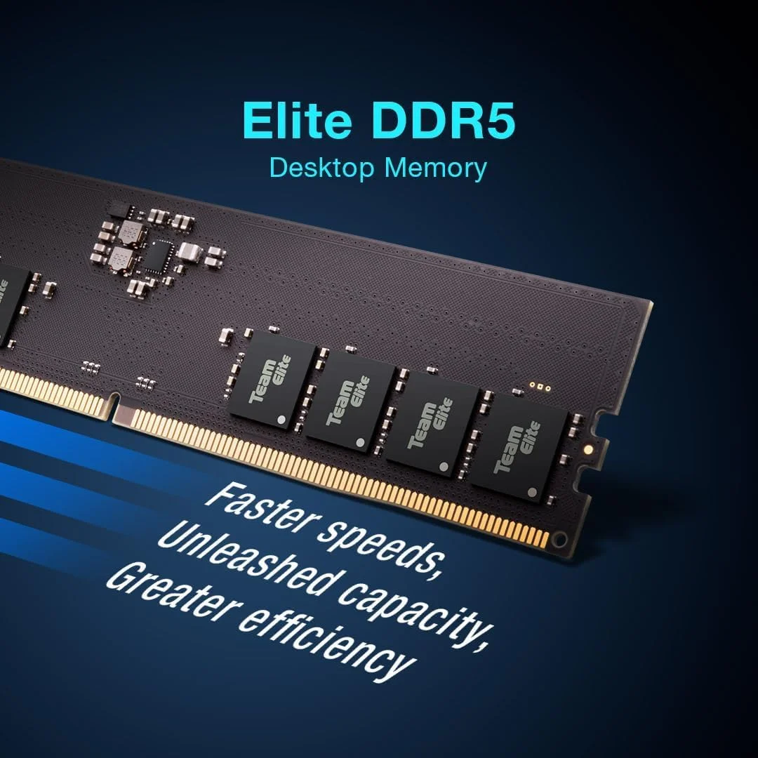 کیت ۱۶ گیگابایتی (۲x۸ گیگابایت) TEAMGROUP Elite DDR5 5600Mhz PC5-44800 CL46 Non-ECC Unbuffered UDIMM 288 Pin رم کامپیوتر رومیزی، سازگار با Intel و AMD مدل TED516G5600C46DC01 - تصویر 2
