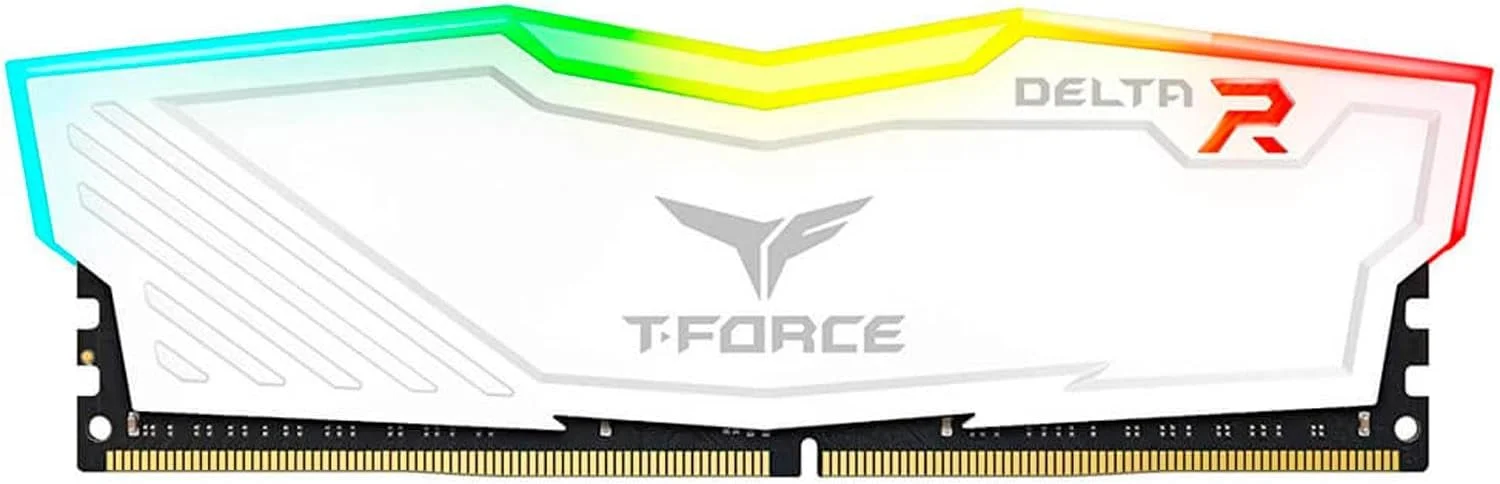 رم دسکتاپ گیمینگ TeamGroup T-Force Delta RGB با ظرفیت 8 گیگابایت و فرکانس 3200 مگاهرتز CL16 DDR4 با Intel XMP 2.0 و AMD Expo، پشتیبانی از ARGB Sync مادربرد (سفید) - TF4D48G3200HC16F01