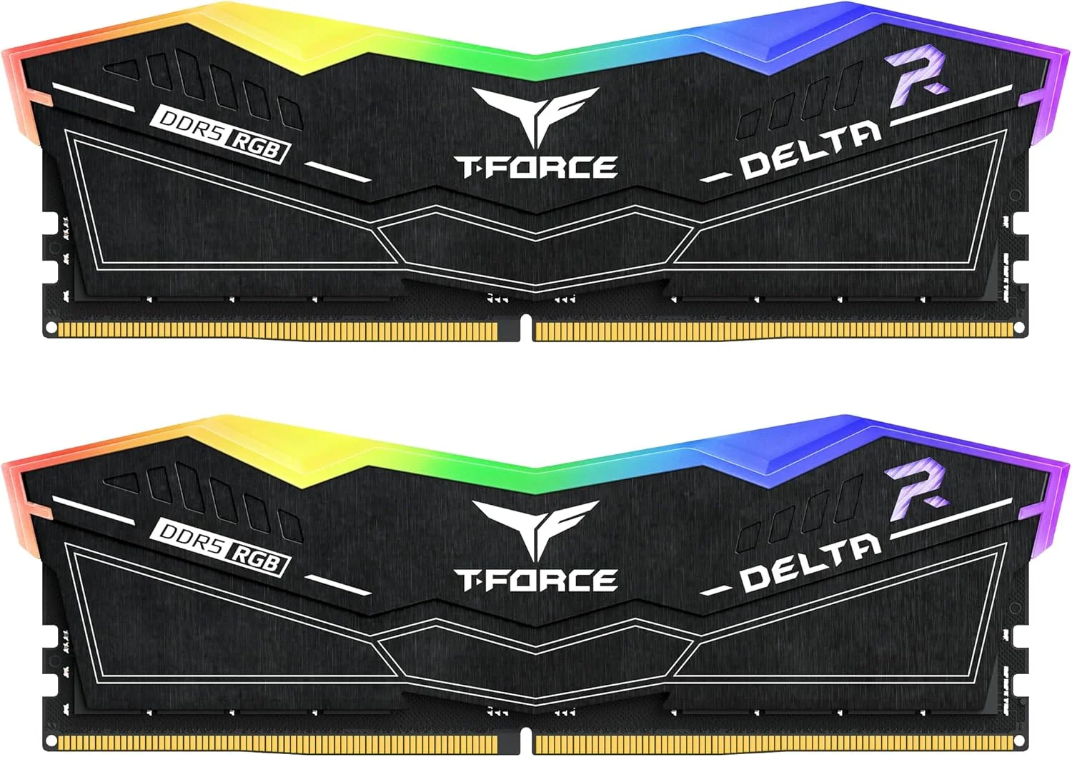 رم دسکتاپ TEAMGROUP T-Force Delta RGB DDR5 با ظرفیت 32 گیگابایت (2x16GB) 6400MHz PC5-51200 CL38، مناسب برای چیپست های سری 600 و 700، دارای XMP 3.0، رنگ مشکی مدل FF3D532G6400HC38JDC01