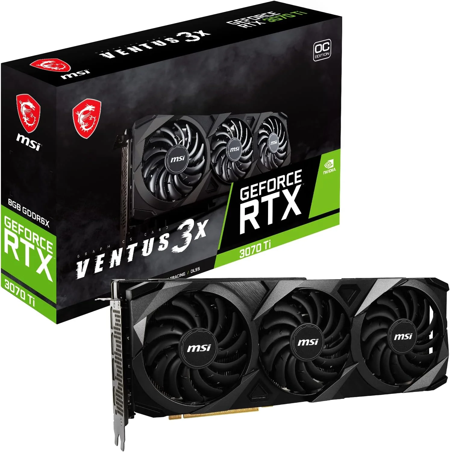 کارت گرافیک ام اس آی Nvidia Geforce RTX 3070 Ti Ventus 3X 8G Oc (Vga)، با 8 گیگابایت حافظه GDDR6X، رابط 256 بیتی، سرعت حافظه 19 گیگابیت بر ثانیه، فرکانس افزایشی 1800 مگاهرتز، رابط Pci Express Gen 4 کارت گرافیک ام اس آی Nvidia Geforce RTX 3070 Ti Ventus 3X 8G Oc (Vga)، با 8 گیگابایت حافظه GDDR6X، رابط 256 بیتی، سرعت حافظه 19 گیگابیت بر ثانیه، فرکانس افزایشی 1800 مگاهرتز، رابط Pci Express Gen 4