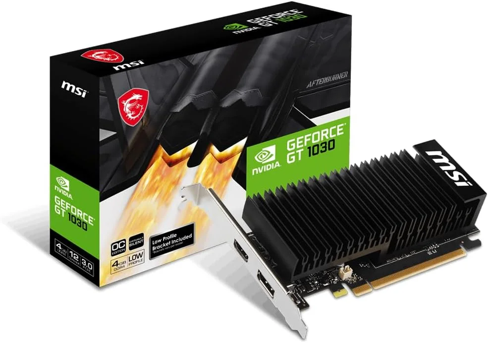 کارت گرافیک MSI Gaming GeForce GT 1030 4GHD4 LP OC با پروفایل پایین (سرعت بوست: 1430 مگاهرتز، سرعت حافظه: 2100 مگاهرتز، 4 گیگابایت DDR4، 64 بیتی، DP/HDMI) کارت گرافیک MSI Gaming GeForce GT 1030 4GHD4 LP OC با پروفایل پایین (سرعت بوست: 1430 مگاهرتز، سرعت حافظه: 2100 مگاهرتز، 4 گیگابایت DDR4، 64 بیتی، DP/HDMI)