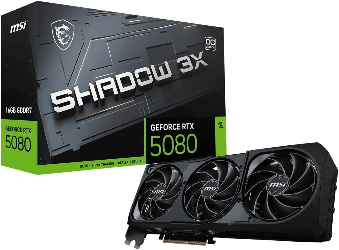 کارت گرافیک ام اس آی GEFORCE RTX 5080 16G Shadow 3X OC RTX5080 16GB GDRR7 256 B DX12 PCIE 5.0 X16 (3XDP 1XHDMI) کارت گرافیک ام اس آی GEFORCE RTX 5080 16G Shadow 3X OC RTX5080 16GB GDRR7 256 B DX12 PCIE 5.0 X16 (3XDP 1XHDMI)