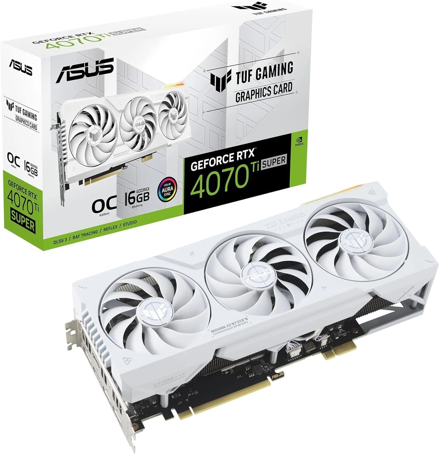 کارت گرافیک ایسوس TUF Gaming GeForce RTX 4070 Ti Super 16GB GDDR6X BTF White OC Edition: NVIDIA DLSS3، PCI Express 4.0، OpenGL 4.6، سرعت حافظه 21 گیگابیت بر ثانیه، HDMI 2.1a، Display Port 1.4a - سفید
