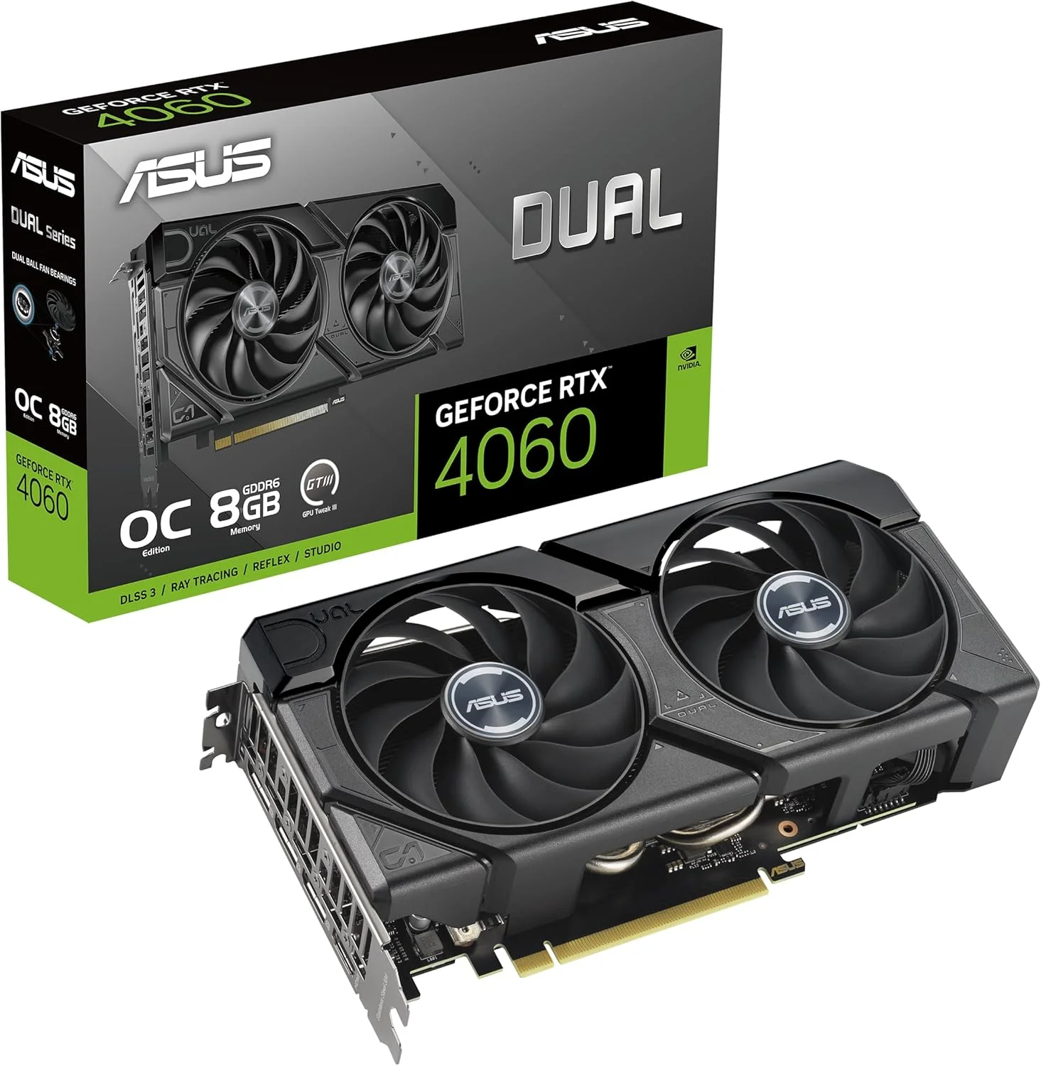 کارت گرافیک ایسوس GeForce RTX 4060 DUAL EVO 8G OC Gaming - فرکانس بوست 2535 مگاهرتز، GDDR6X، PCIe Gen 4، DLSS 3، 3x DP v 1.4a، HDMI 2.1a (پشتیبانی از HDR 4K و 8K)