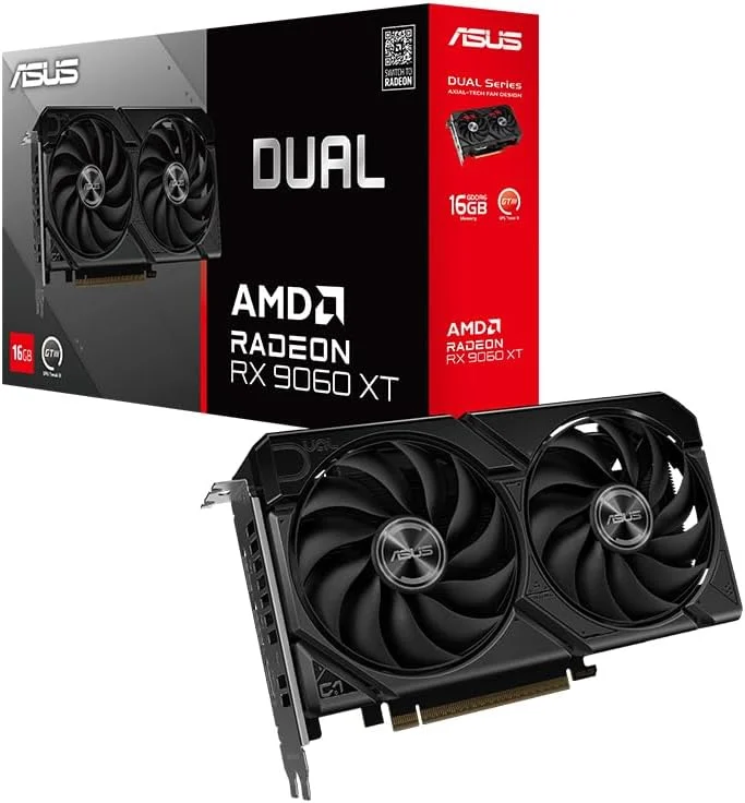 کارت گرافیک ایسوس AMD Dual Radeon RX 9060 XT با 16 گیگابایت حافظه GDDR6 مدل DUAL-RX9060XT-16G