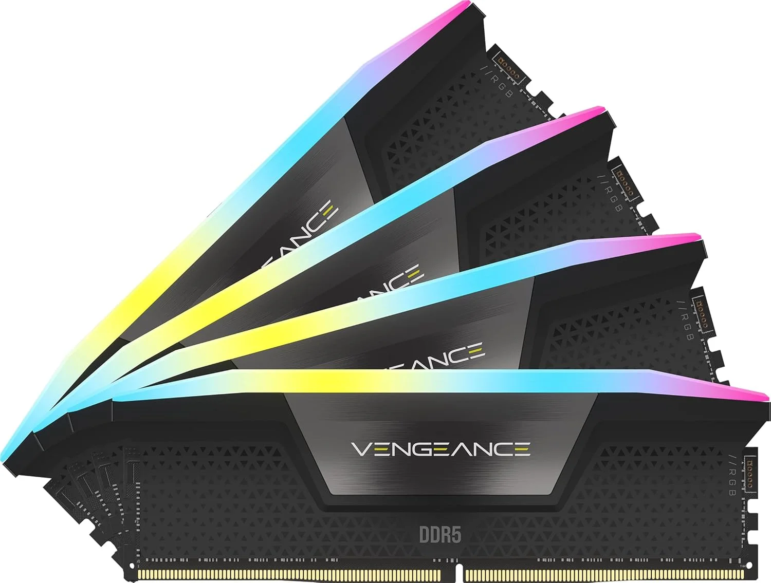 حافظه رم CORSAIR VENGEANCE RGB DDR5 با ظرفیت 96 گیگابایت (4 عدد 24 گیگابایتی) DDR5 6400 CL32-40-40-84 1.40V Intel XMP - مشکی