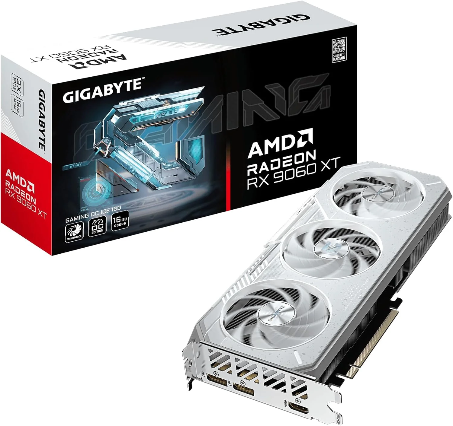 کارت گرافیک گیمینگ GIGABYTE Radeon RX 9060 XT OC Ice 16G - حافظه 16GB GDDR6، رابط 256bit، PCI-E 5.0، فرکانس هسته 3320 مگاهرتز، 2 پورت DisplayPort، 1 پورت HDMI، مدل GV-R906XGAMINGOCICE-16GD کارت گرافیک گیمینگ GIGABYTE Radeon RX 9060 XT OC Ice 16G - حافظه 16GB GDDR6، رابط 256bit، PCI-E 5.0، فرکانس هسته 3320 مگاهرتز، 2 پورت DisplayPort، 1 پورت HDMI، مدل GV-R906XGAMINGOCICE-16GD