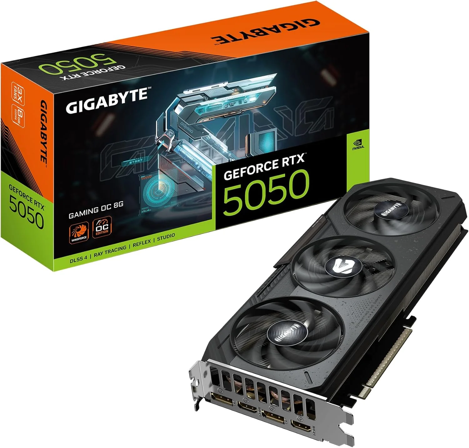 کارت گرافیک گیگابایت GeForce RTX 5050 GAMING OC 8G - حافظه 8 گیگابایت GDDR6، رابط 128 بیتی، PCI-E 5.0، فرکانس هسته 2632 مگاهرتز، 2 پورت DP، 2 پورت HDMI، NVIDIA DLSS 4، مدل GV-N5050GAMING OC-8GD کارت گرافیک گیگابایت GeForce RTX 5050 GAMING OC 8G - حافظه 8 گیگابایت GDDR6، رابط 128 بیتی، PCI-E 5.0، فرکانس هسته 2632 مگاهرتز، 2 پورت DP، 2 پورت HDMI، NVIDIA DLSS 4، مدل GV-N5050GAMING OC-8GD
