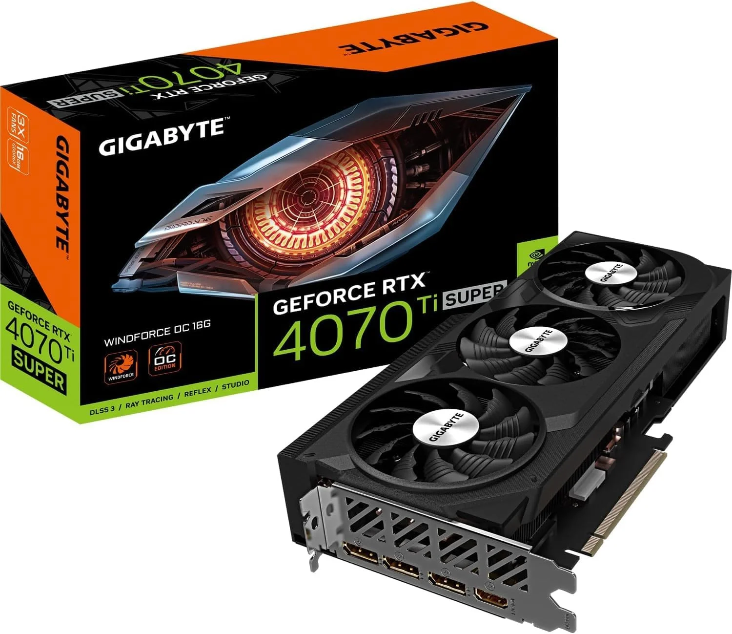 کارت گرافیک گیگابایت GeForce RTX 4070 Ti SUPER WINDFORCE OC - هسته 2625 مگاهرتز، حافظه 16 گیگابایت GDDR6X 21000 مگاهرتز 256 بیتی، PCI-E 4.0، 3x DP 1.4، 1x HDMI 2.1a، NVIDIA DLSS 3.5، GV-N407TSWF3OC-16GD کارت گرافیک گیگابایت GeForce RTX 4070 Ti SUPER WINDFORCE OC - هسته 2625 مگاهرتز، حافظه 16 گیگابایت GDDR6X 21000 مگاهرتز 256 بیتی، PCI-E 4.0، 3x DP 1.4، 1x HDMI 2.1a، NVIDIA DLSS 3.5، GV-N407TSWF3OC-16GD