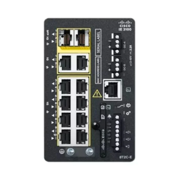 سوئیچ صنعتی مقاوم سیسکو Catalyst IE3100 مدل IE-3100-8T2C-E، دارای 8 پورت GE RJ45 و 2 پورت کمبو GE