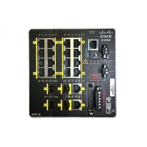سوئیچ سیسکو IE2000 مدل IE-2000-16TC-G-E، دارای 16 پورت FE مسی/2 پورت GE SFP/2 پورت FE SFP