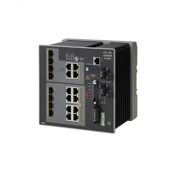 سوئیچ سیسکو IE4000 مدل IE-4000-4S8P4G-E، دارای 4 پورت SFP 100M/8 پورت PoE/4 پورت کمبو 1G