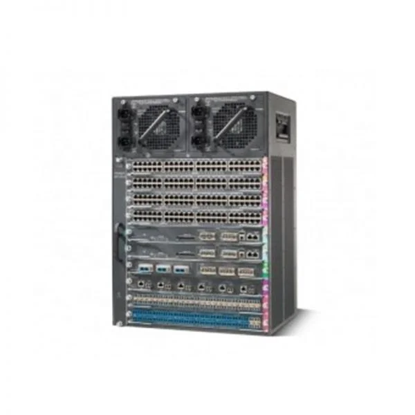 سوئیچ سری سیسکو کاتالیست 4500 مدل C1-C4510RE-S7+96V+، دارای 2 عدد WS-X4748-RJ45V+E / 1 عدد Sup7-E / شاسی