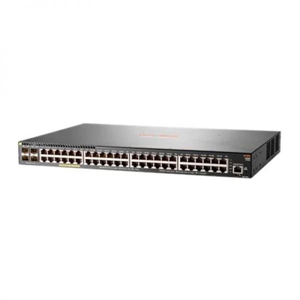 سوئیچ آرووبا 2930F مدل JL557A، دارای 48 پورت GE PoE+ و 4 پورت SFP و توان PoE 740W