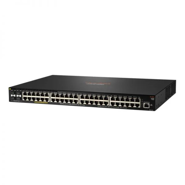 سوئیچ آرووبا 2930F مدل JL558A، دارای 48 پورت GE PoE+ و 4 پورت SFP+ و توان PoE 740W