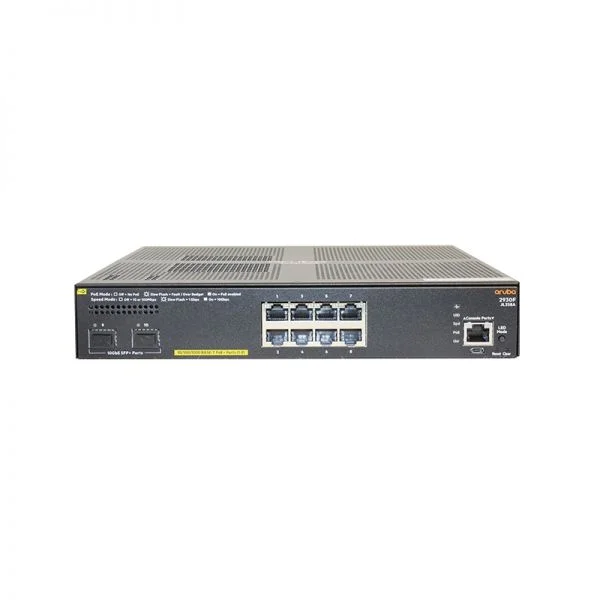 سوئیچ آرووبا 2930F مدل JL258A، دارای 8 پورت GE PoE+ و 2 پورت SFP+