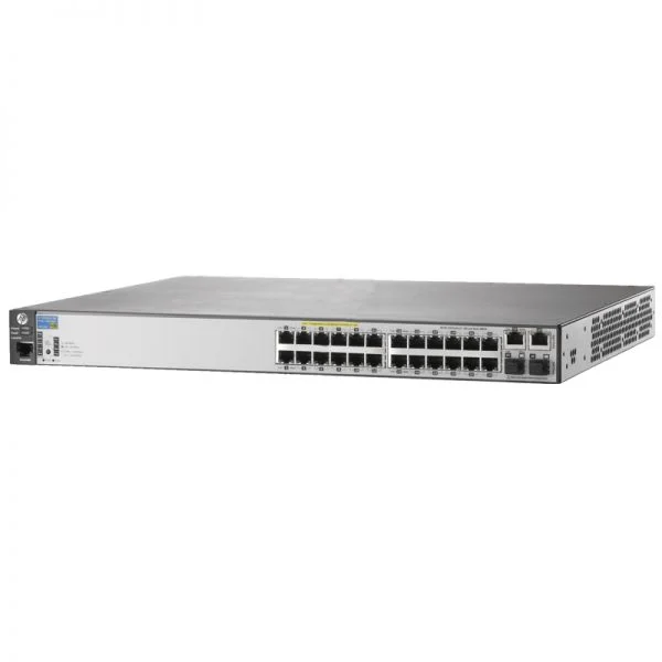 سوئیچ سری Aruba 2620 مدل J9624A، دارای 24 پورت 10/100/1000 PoE+، توان PoE 370W، 2xSFP