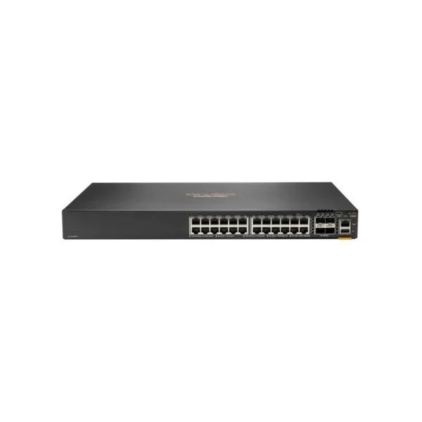سوئیچ سری HPE Aruba 6200F مدل JL724B، دارای 24 پورت GE و 4 پورت SFP+، بدون فن و منبع تغذیه