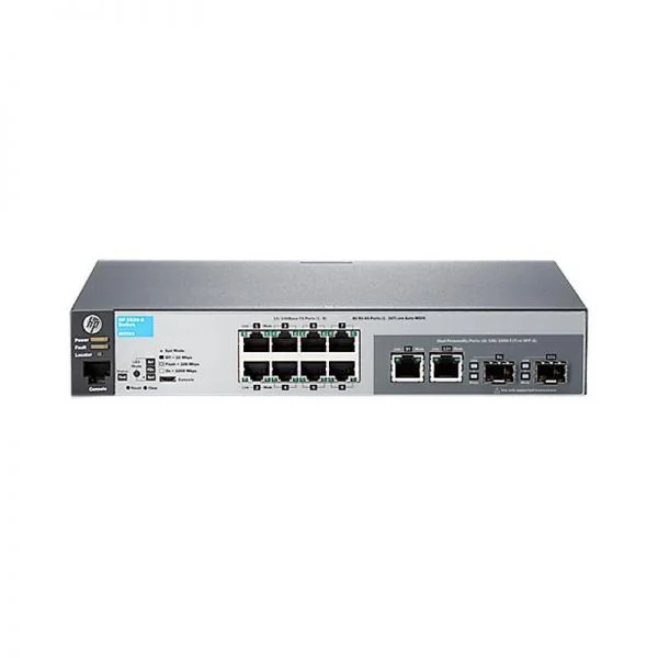 سوئیچ Aruba 2530 مدل J9783A، دارای 8 پورت GE RJ-45 و 2 پورت GE SFP، بدون فن