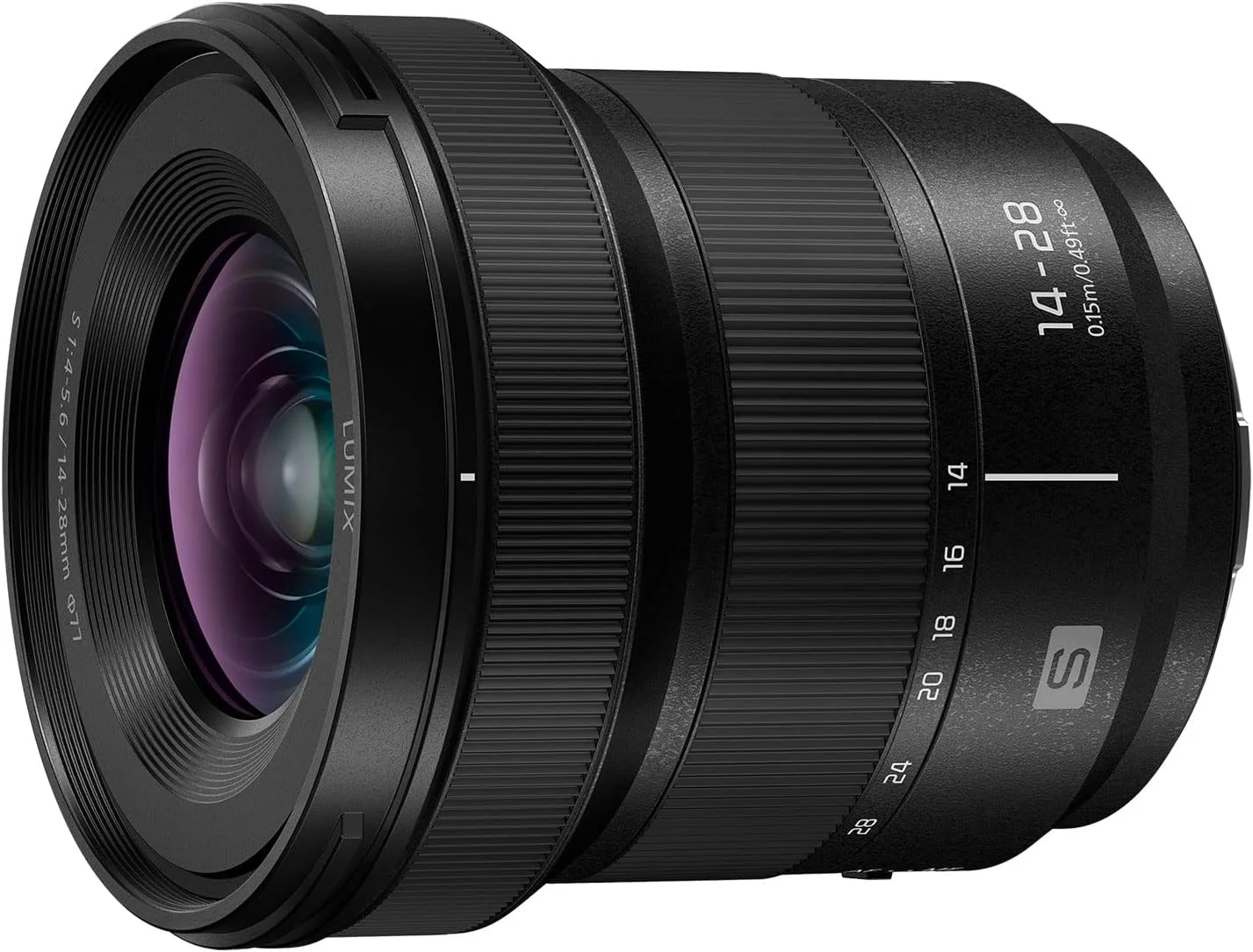 لنز دوربین پاناسونیک LUMIX S Series، لنز زوم فوق عریض 14-28 میلی‌متری F4-5.6 با قابلیت ماکرو، مدل S-R1428 مشکی