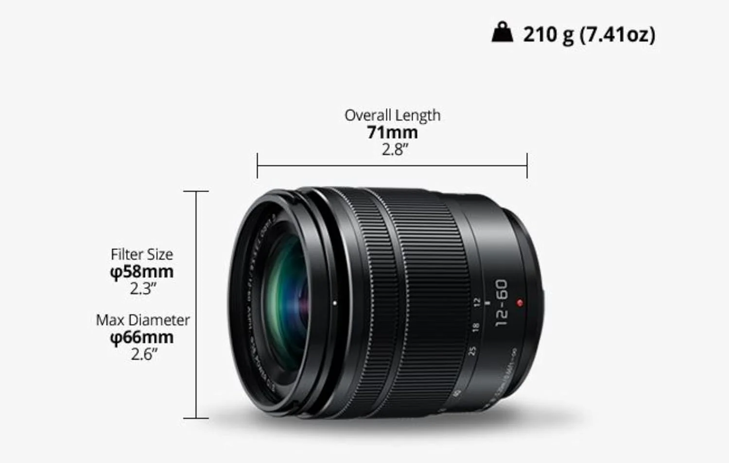 لنز پاناسونیک 12-60 میلی‌متر / F 3.5-5.6 LUMIX G Vario Power OIS ASPH 12 میلی‌متر
