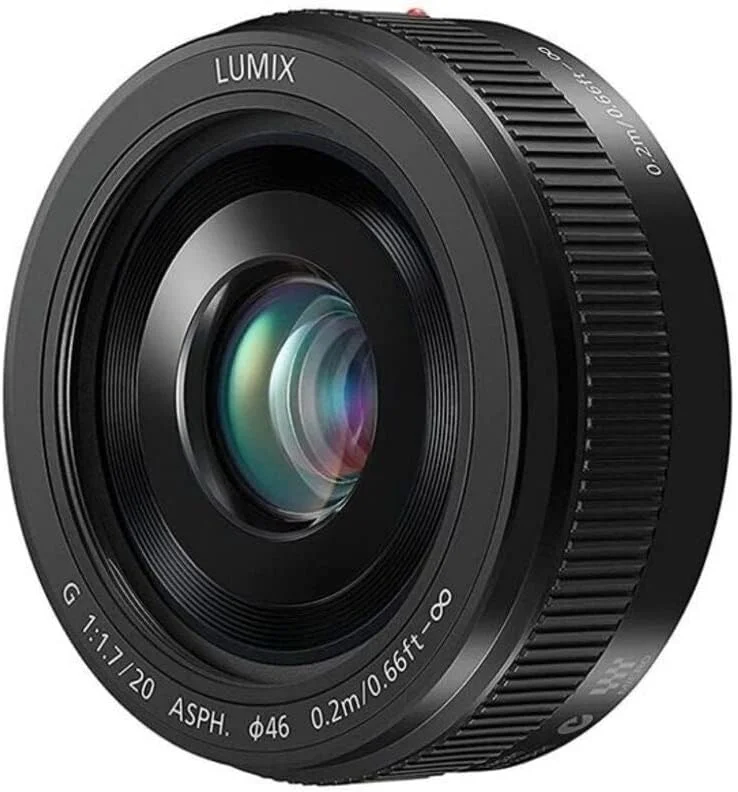 لنز پاناسونیک H-H020A LUMIX G با فاصله کانونی ثابت 20 میلی‌متر F1.7 II ASPH. (لنز پنکیکی، سایز فیلتر 46 میلی‌متر، زاویه دید 57 درجه) مشکی
