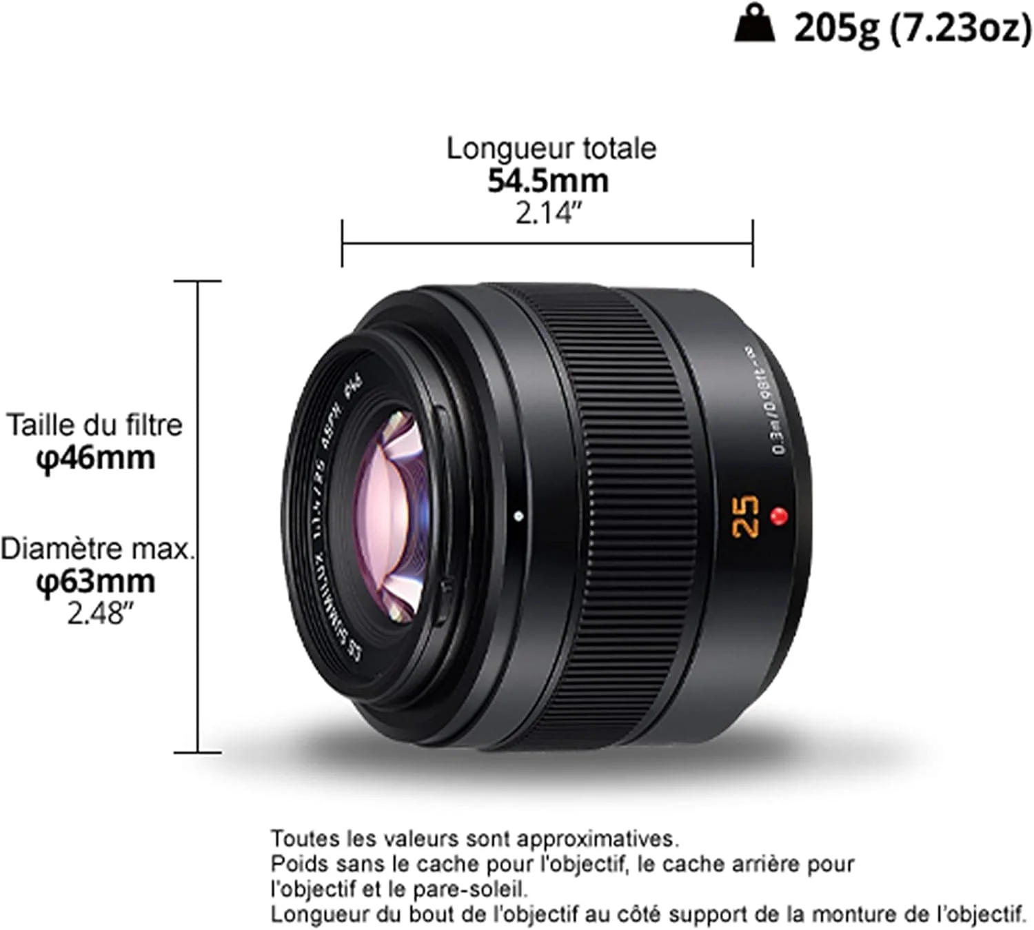 لنز پاناسونیک H-XA025 Leica DG Summilux 25 میلی متر (معادل 50 میلی متر)، مقاوم در برابر گرد و غبار و پاشش آب، F1.4 مشکی - تصویر 3