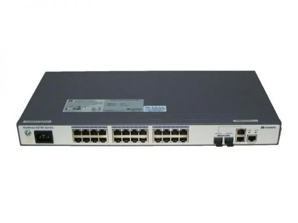 سوئیچ Huawei S2700 مدل S2700-26TP-EI-AC، دارای 24 پورت اترنت سریع / 2 پورت کمبو GE / منبع تغذیه AC