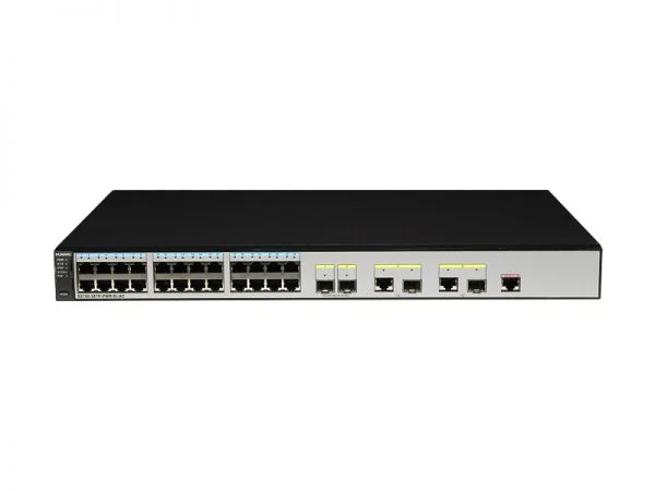 سوئیچ Huawei S2750 مدل S2750-28TP-PWR-EI-AC، دارای 24 پورت 10/100 PoE+ و 2 پورت گیگ SFP و منبع تغذیه AC