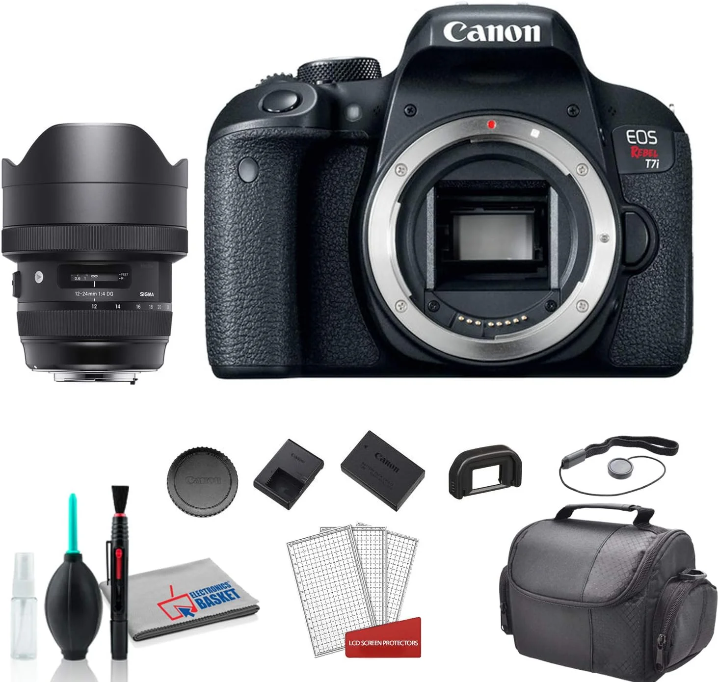 لنز سیگما 12-24mm f/4 DG HSM Art برای کانن (205954) به همراه دوربین دیجیتال کانن EOS Rebel T7i (فقط بدنه) - نسخه بین المللی