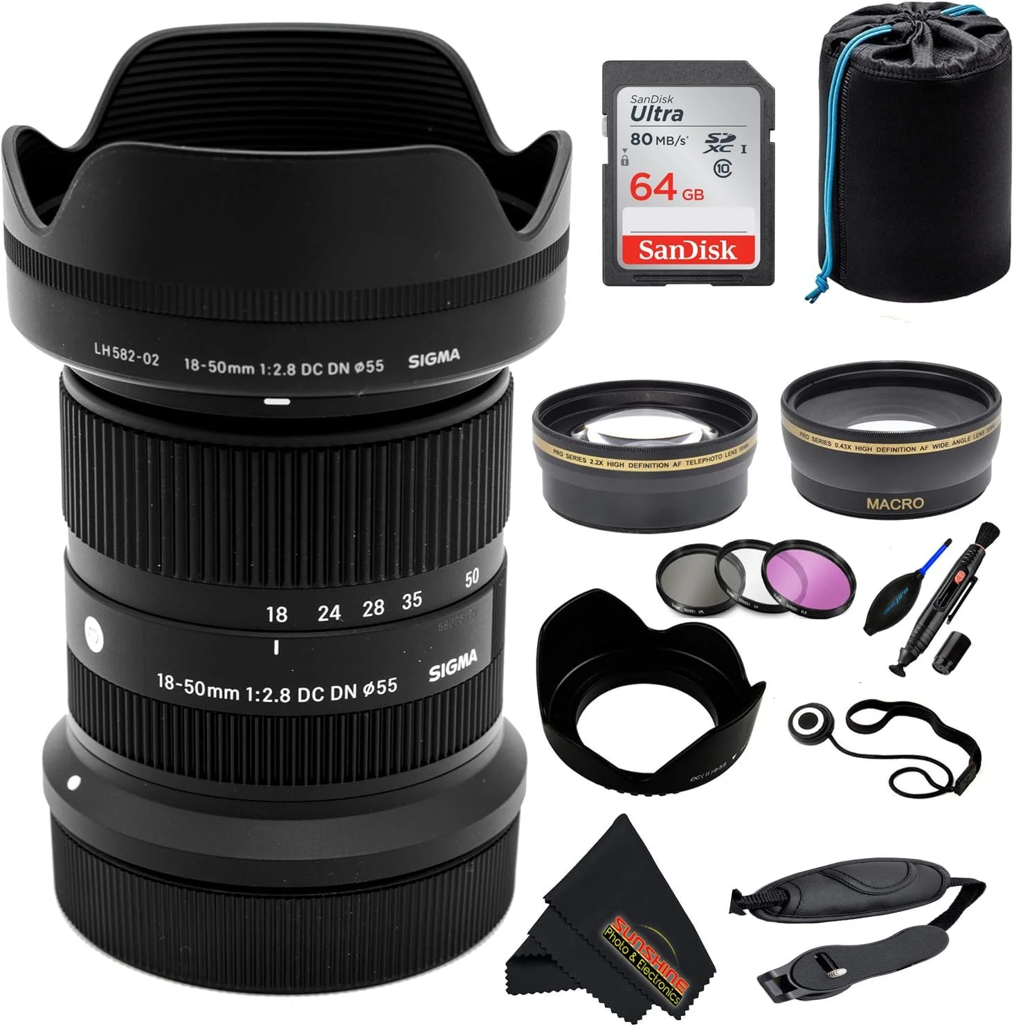 Sigma 18-50mm f2.8 DC DN Contemporary Lens for Canon RF with Sunshine Photo Pro Bundle - 4 Years USA Manufacturer Warranty