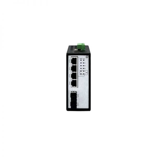 سوییچ صنعتی MRD TOM1000 مدل TOM1000-BHTB6P2040P، دارای 2 پورت SFP با سرعت 100/1000BaseX (ماژول SFP شامل نمی‌شود) و 4 پورت PoE 10/100/1000BaseT