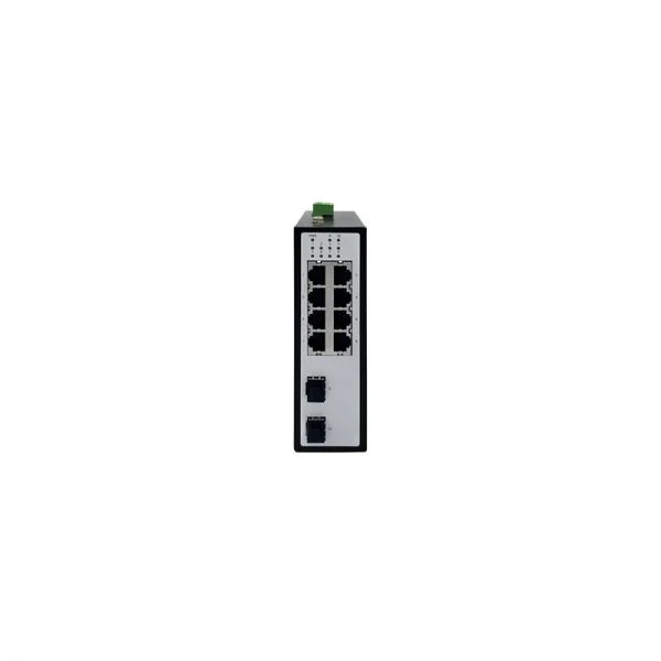 سوئیچ صنعتی غیر مدیریتی 10 پورت SDS300-A10R2080 سری MRD R37، دارای 2 پورت SFP با سرعت 100/1000BaseX + 8 پورت 10/100/1000BaseT، بدون فن و منبع تغذیه