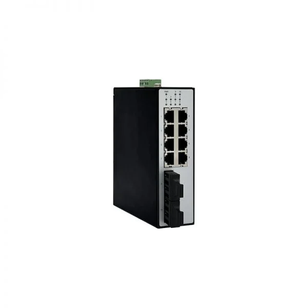 سوئیچ صنعتی غیر مدیریتی 10 پورت DIN-Rail سری MRD R37، دارای 2 پورت فیبر 100BaseX (40KM/SM/SC) و 8 پورت 10/100BaseT