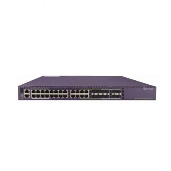واحد پایه سوئیچ Extreme X460-G2 مدل X460-G2-24t-10GE4، دارای ۲۴ پورت RJ45 گیگابیتی، ۴ پورت SFP+ ده گیگابیتی و ۲ اسلات منبع تغذیه