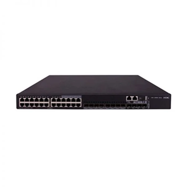 سوئیچ H3C S5560X-30C-PWR-EI، دارای ۲۴ پورت GE، ۴ پورت SFP+ 10GE و ۱ اسلات توسعه